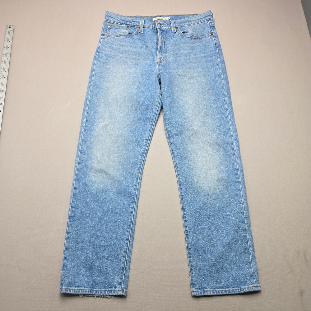 Levi's Big E Jeans Wedgie Straight Button Fly Light Wash Blue Denim Women 30x28